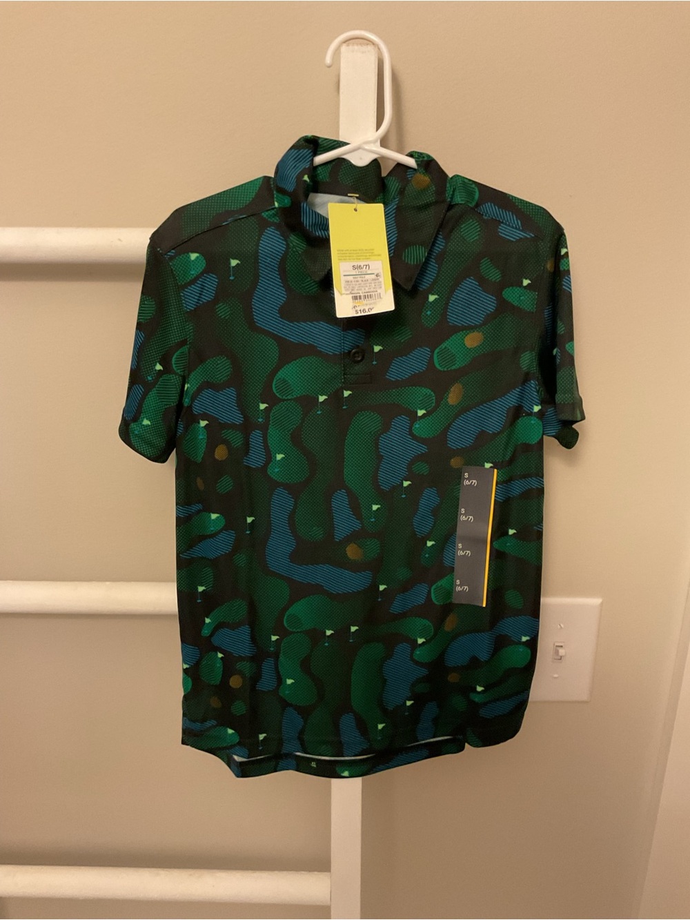 all in motion Green & Blue Patterned Short-Sleeve Polo